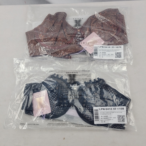 NWT Savage X Fenty Starlet Nights Unlined Lace Balconette Bra brown & black - Picture 7 of 8
